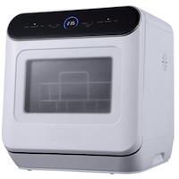 Hamilton Beach Portable Countertop Mini Dishwasher with 5-L Built-in Water Tank, White Front_Angled_Left