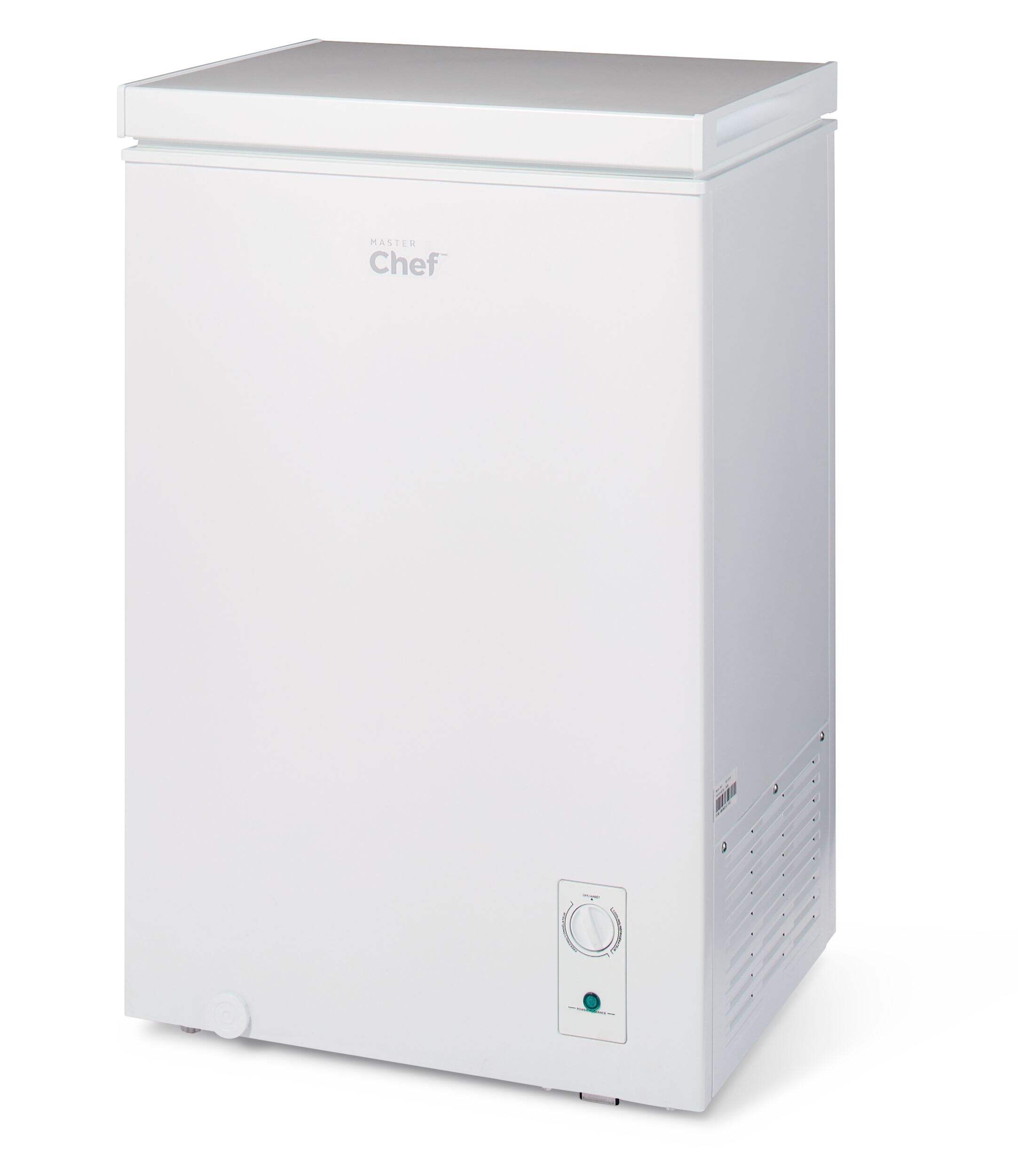 Master Chef Chest Freezer with Adjustable Thermostat for Bedroom/Dorm Room, White, 3.5-cu.ft Front_Angled_Left