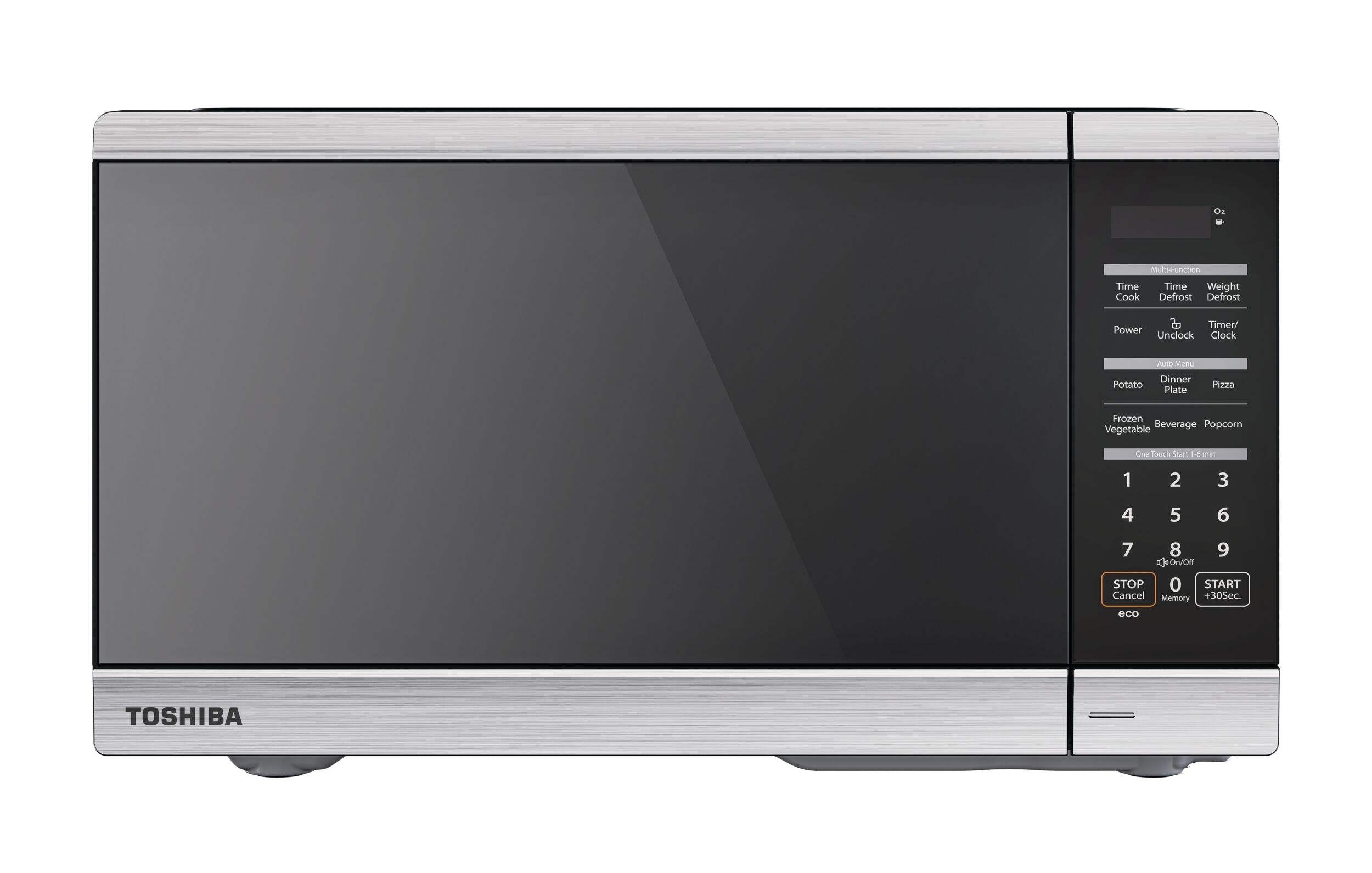 Toshiba ML3-EM16PAI(SS)/CA Countertop Microwave with Smart Sensor Cooking, 1200W, 1.6-cu.ft, Stainless Steel Front_Flat