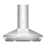 Midea Pyramid 450CFM Push Button Wall Mount Kitchen Exhaust Fan Range Hood, Stainless Steel, 30-in Front_Flat