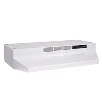 Broan BU2 Series 230CFM Under Cabinet Kitchen Exhaust Fan Range Hood, White, 24-in Front_Three_Fourths_Angled_Right