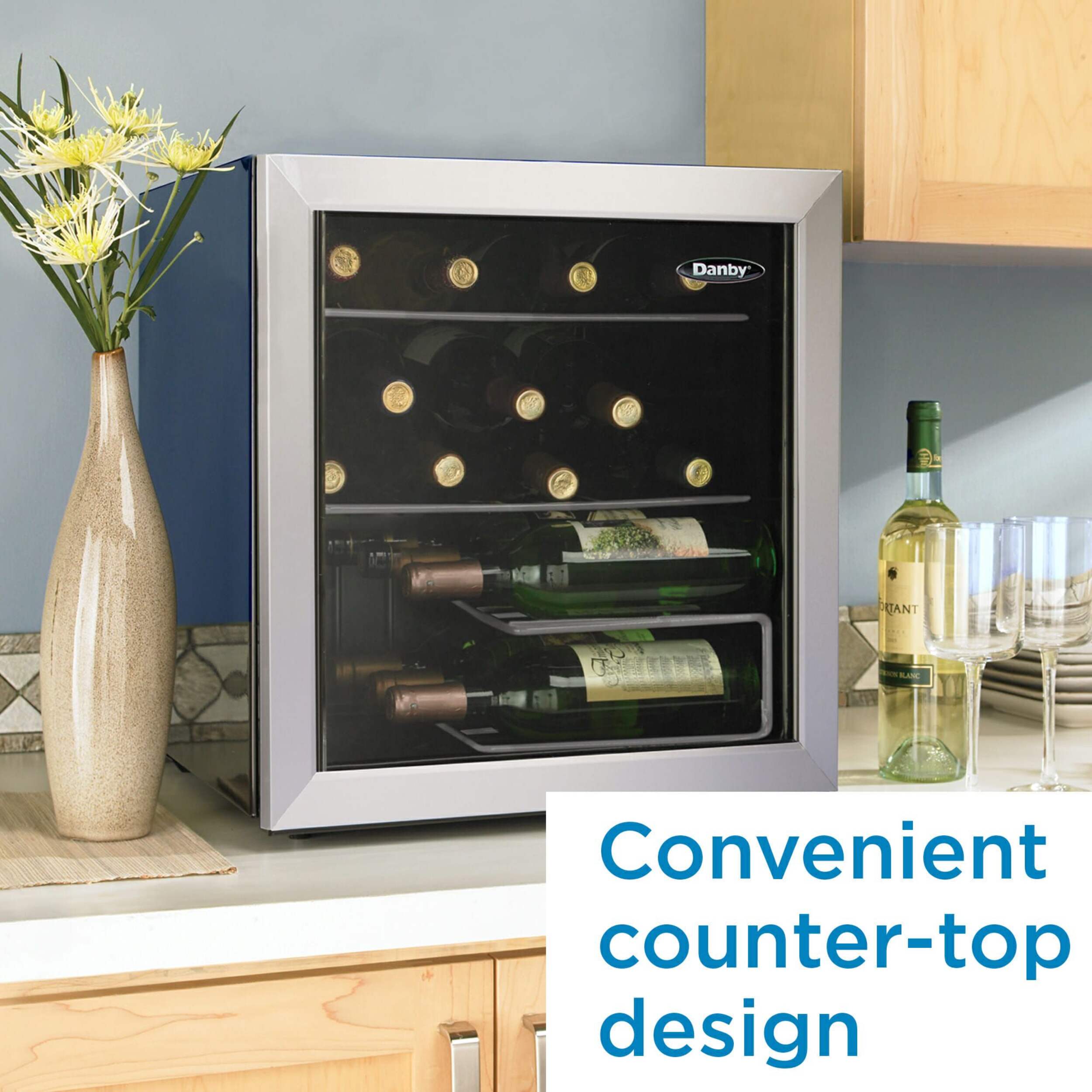 Danby Freestanding Wine Fridge/Cooler, Holds 17Bottles, Metal