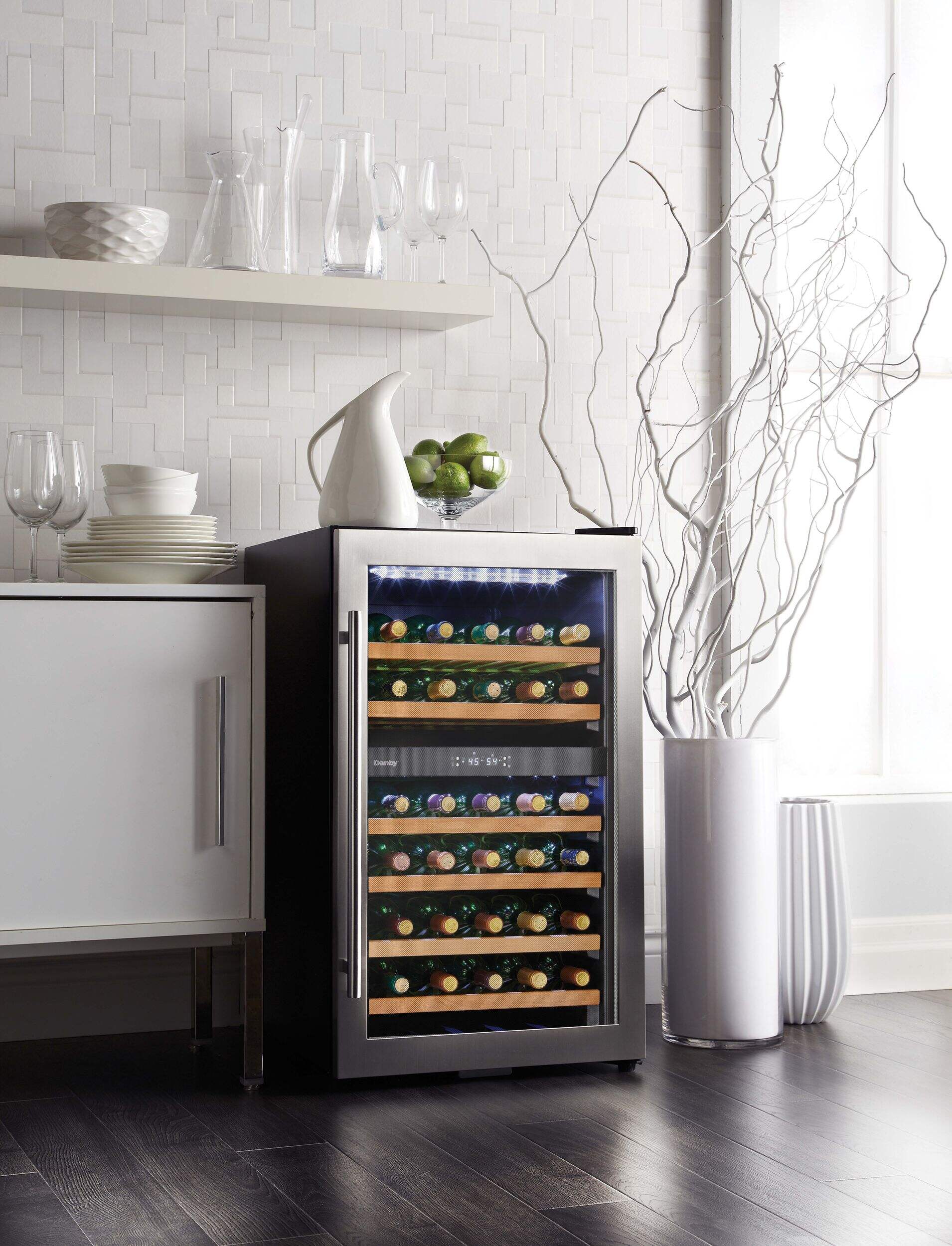 Danby Freestanding Dual Zone Wine Fridge/Cooler with Wood Shelves