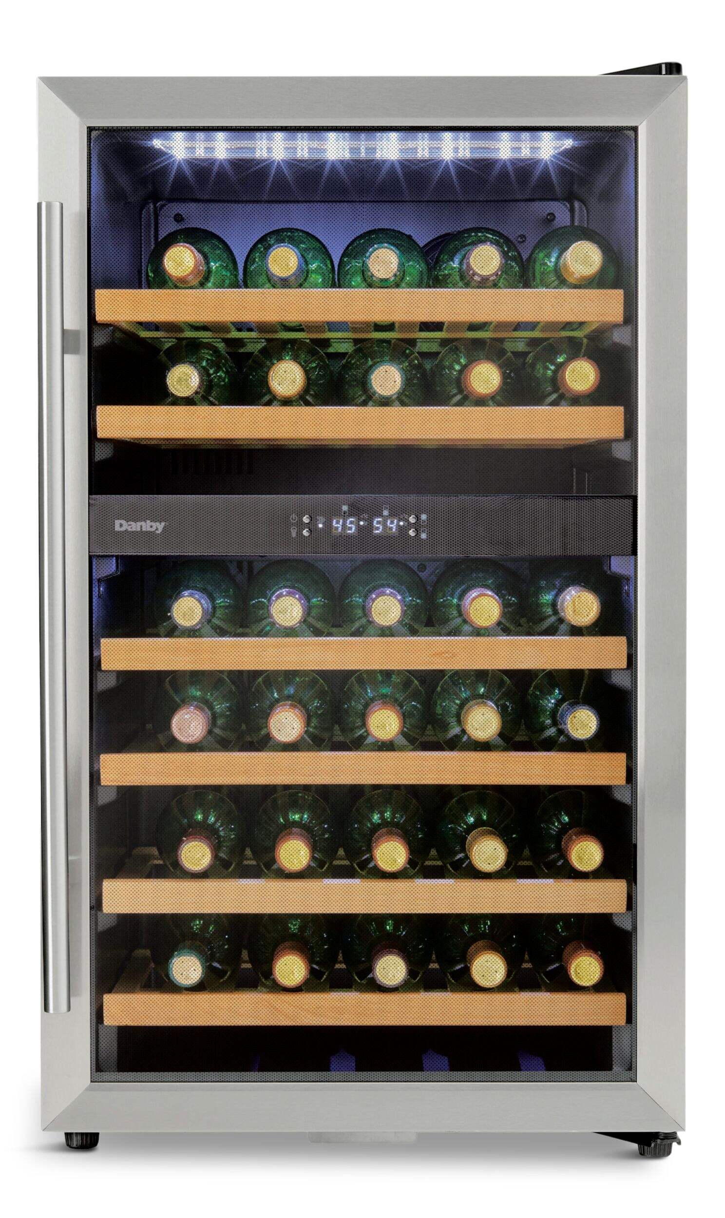 Danby Freestanding Dual Zone Wine Fridge/Cooler with Wood Shelves
