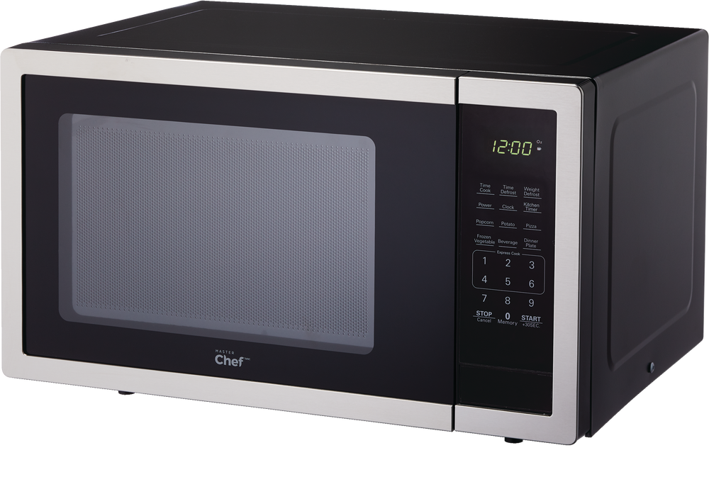 MASTER Chef Countertop Microwave, 0.9cu.ft., Black & Stainless Steel