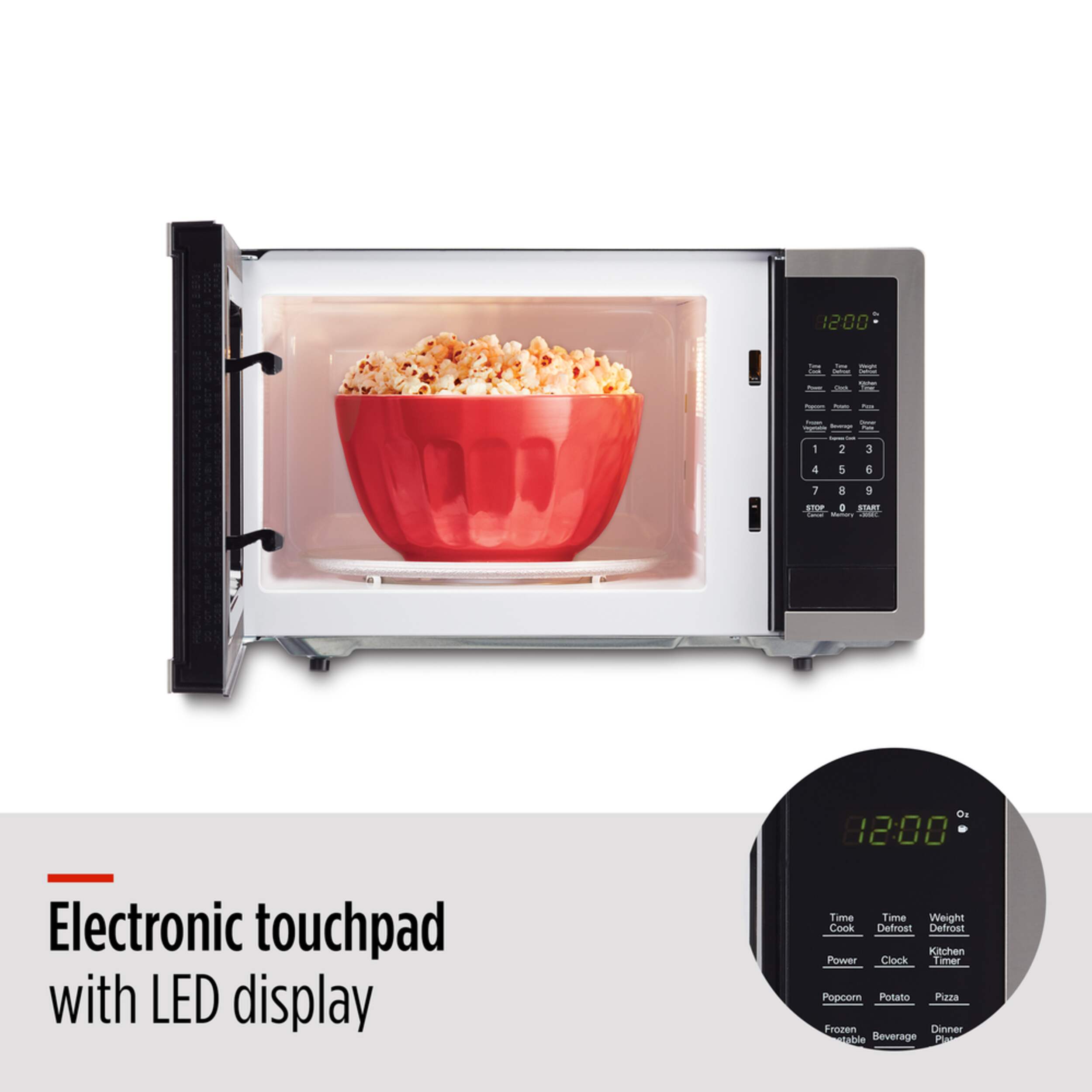 MASTER Chef Countertop Microwave, 0.9cu.ft., Black & Stainless Steel