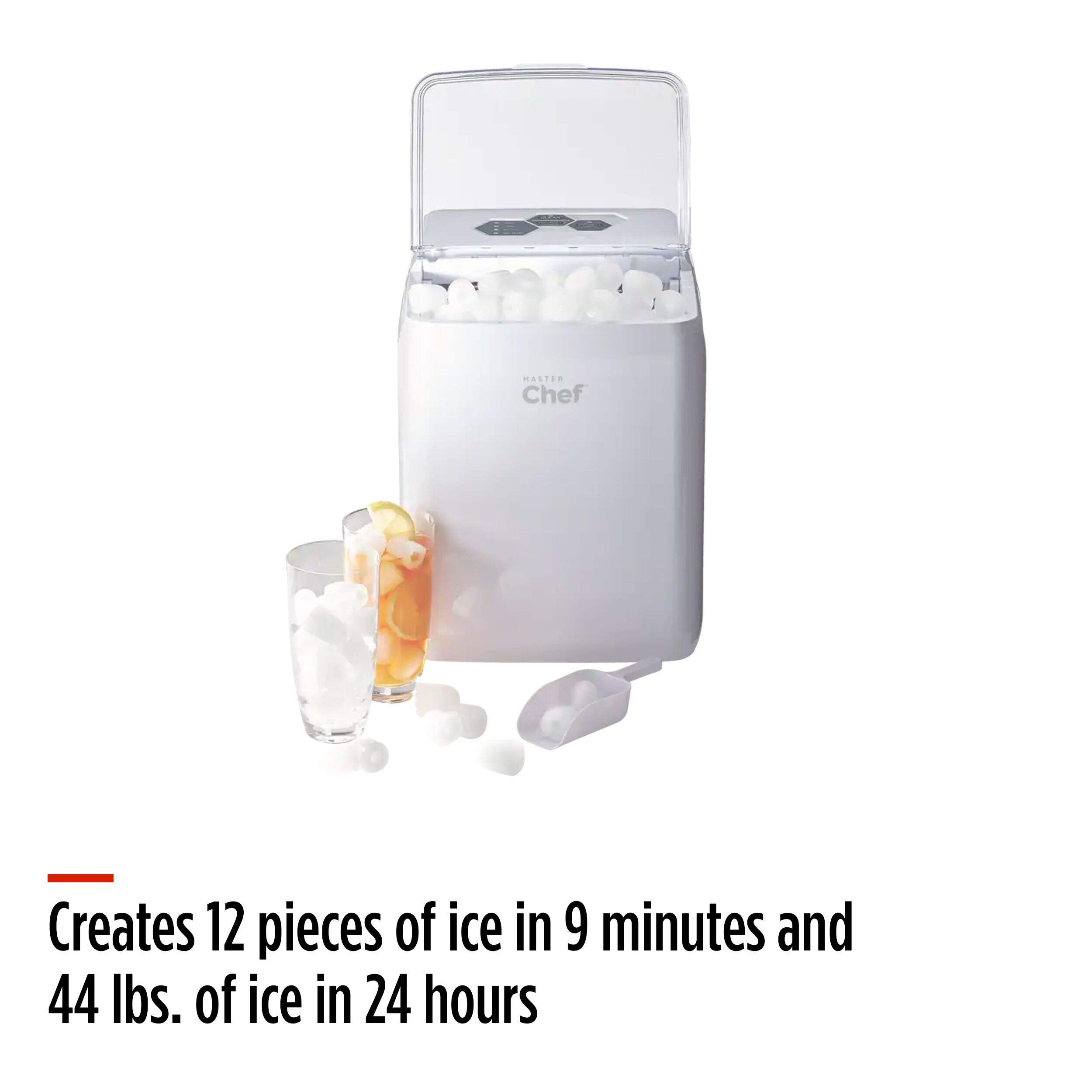 MASTER Chef Portable Compact Ice Maker, 44 lbs of Ice Per Day, Ready in