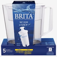 Brita® Soho Water Filter Pitcher with Standard Replacement Filter, BPA Free, 5 Cup, White Front_Elevated