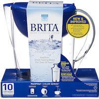 Brita® Pacifica Water Filter Pitcher with Standard Replacement Filter, BPA Free, 10 Cup, Blue Front_Elevated