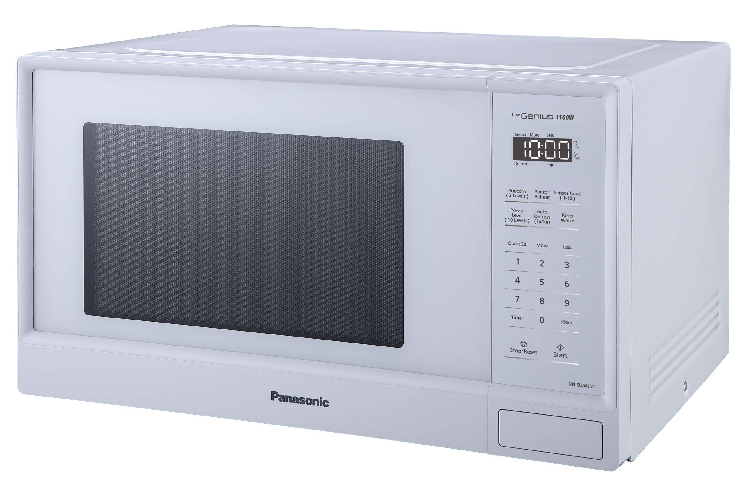 Panasonic NN-SU64LW Countertop Microwave Genius Sensor Cooking, 1.3-cu.ft., Matte White Front_Three_Fourths_Angled_Left