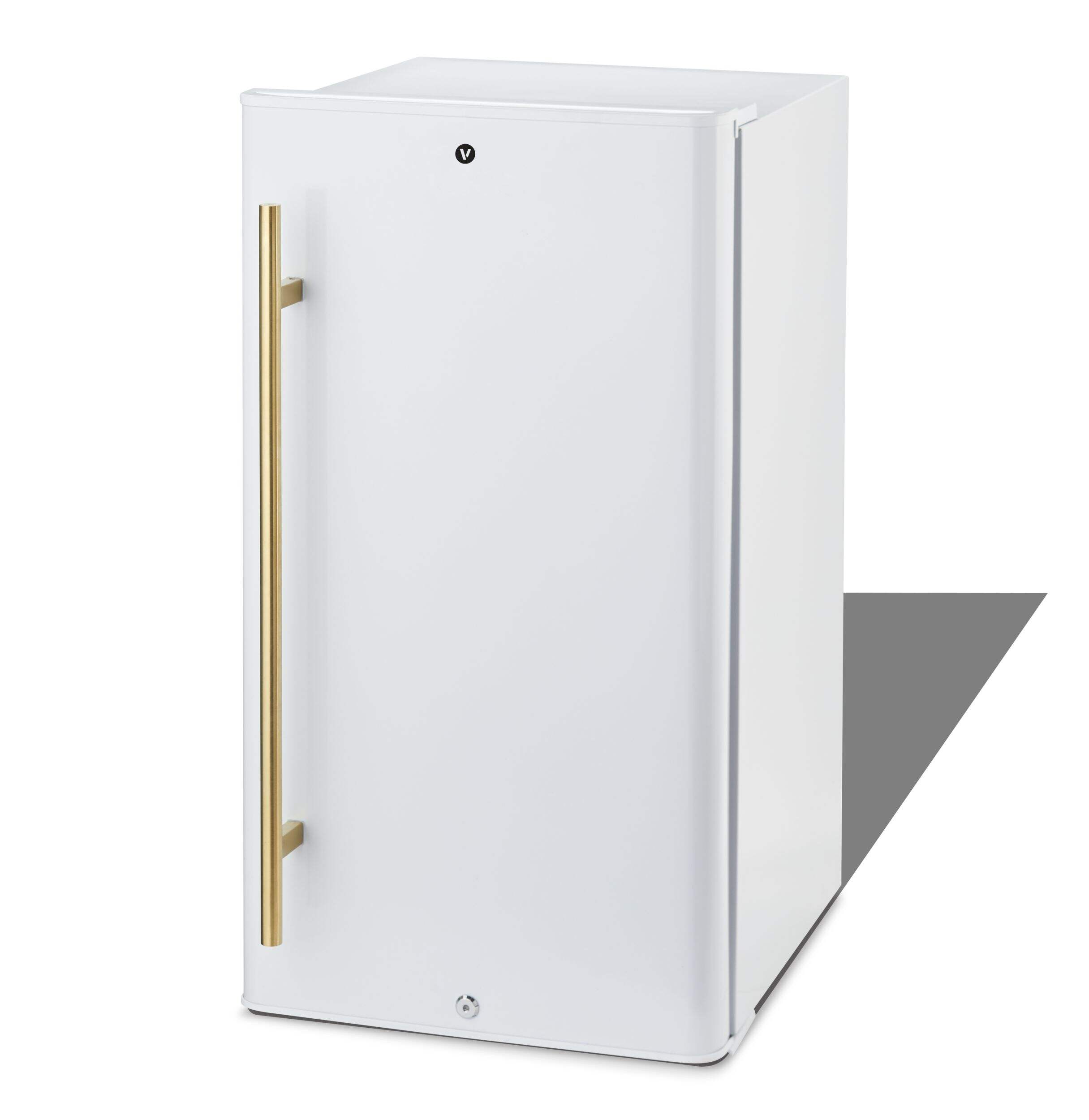 Vida by PADERNO Fridge, White/Gold, 3.3-cu-ft Front_Three_Fourths_Angled_Left