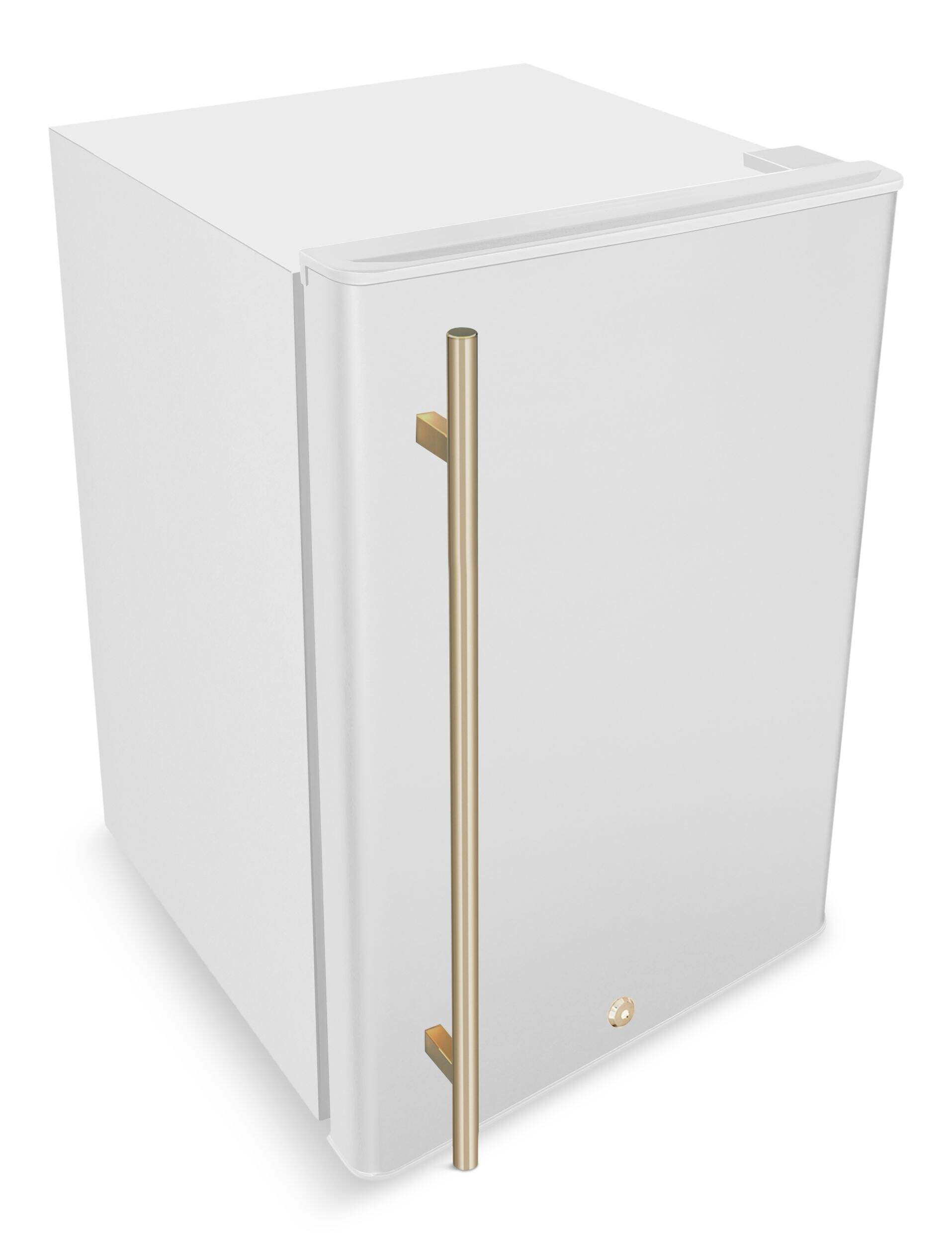 Vida by PADERNO Fridge with Handle, Gold/White, 4.4-cu-ft Front_Three_Fourths_Angled_Right