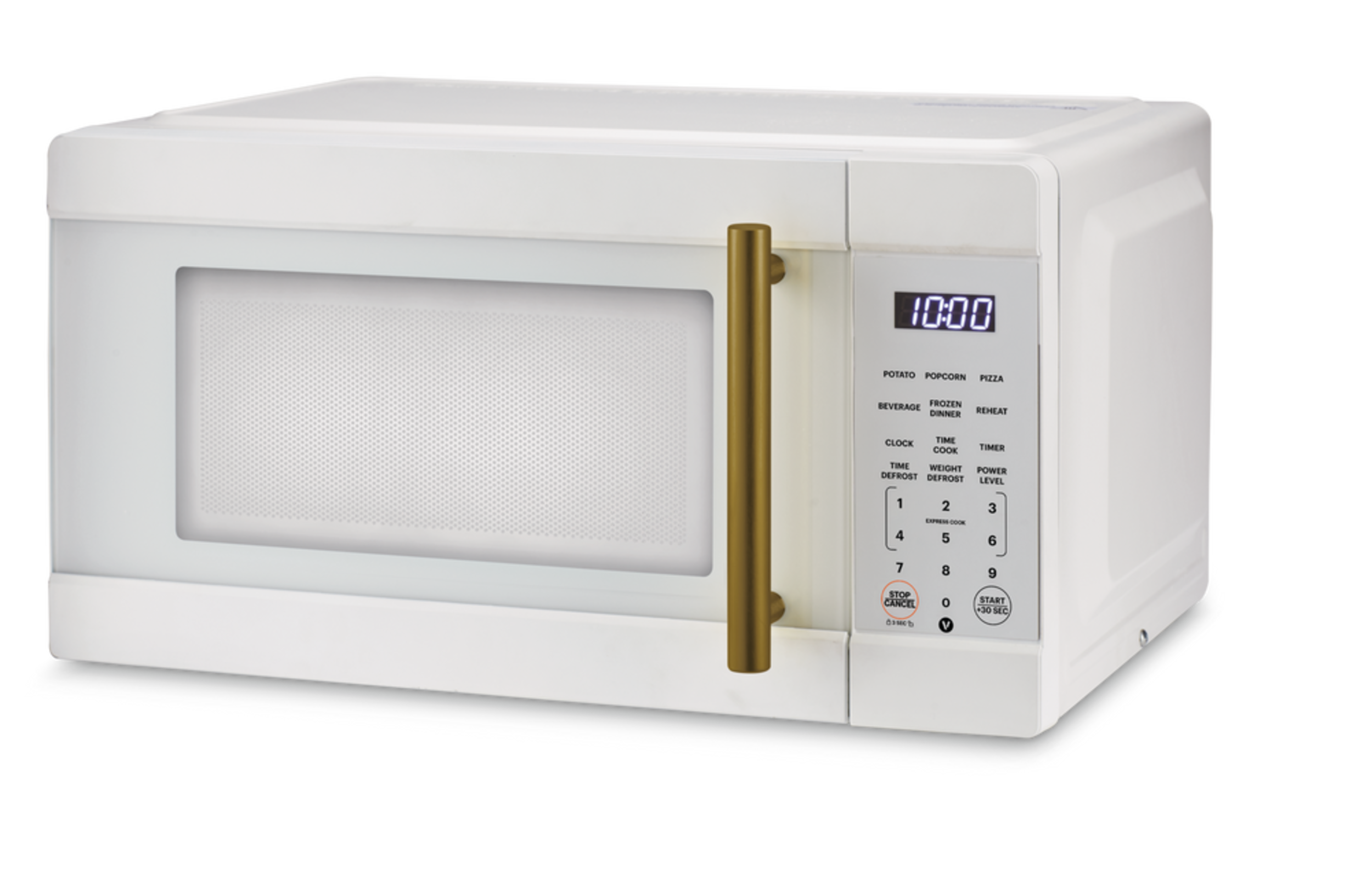 Vida by PADERNO Microwave Oven, White/Gold, 1.1-cu-ft Front_Three_Fourths_Angled_Left