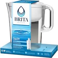 Brita® Huron Water Filter Pitcher with Easy-Fill Lid, BPA Free, Bright White Front_Three_Fourths_Angled_Left