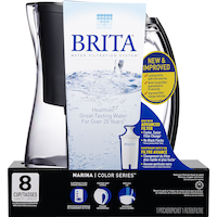 Brita® Marina Water Filter Pitcher with Standard Replacement Filter, BPA Free, 8 Cup, Black Front_Flat