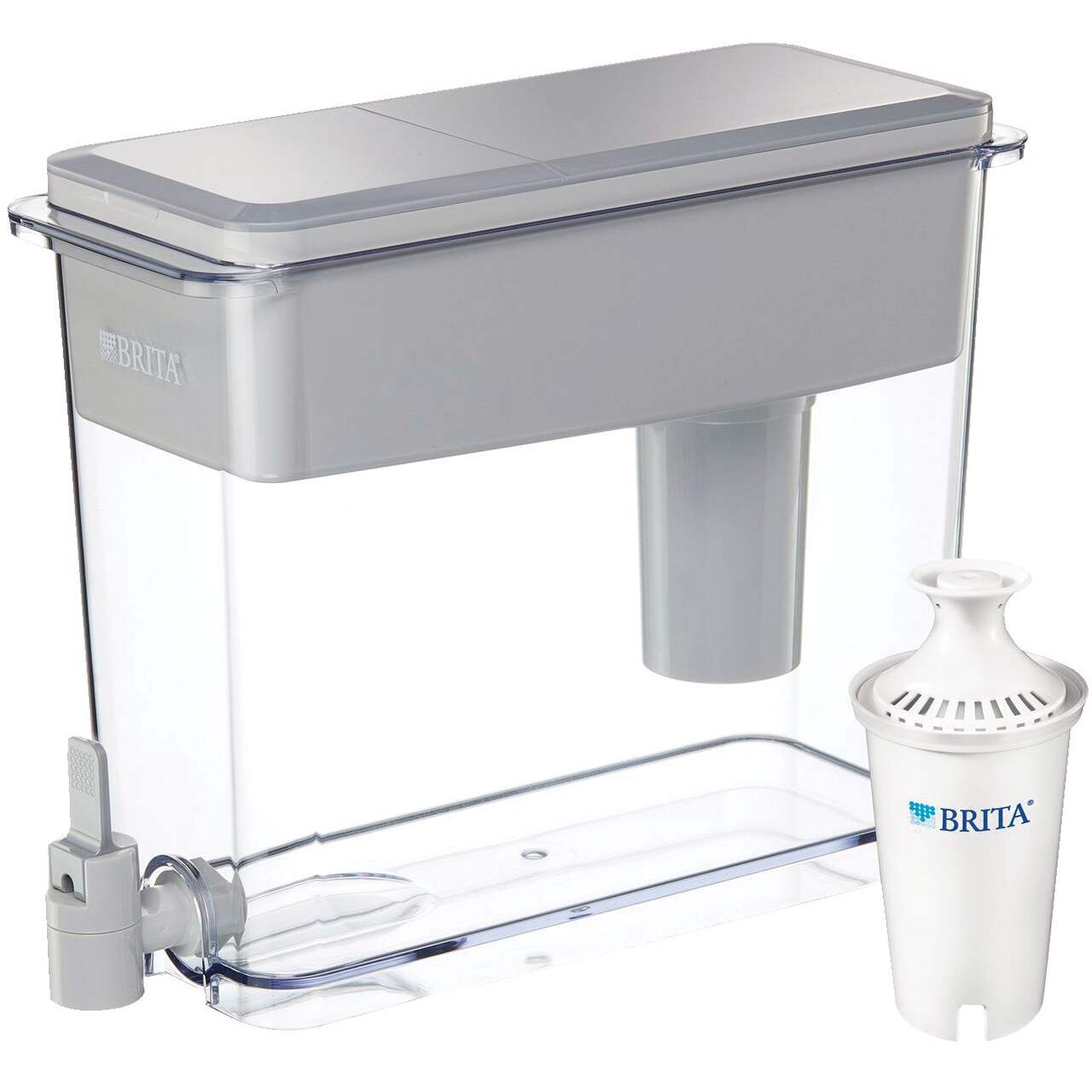 Pichet/Distributeur d'eau à filtre Brita UltraMax avec filtre de rechange  standard, sans BPA, 27 tasses, gris