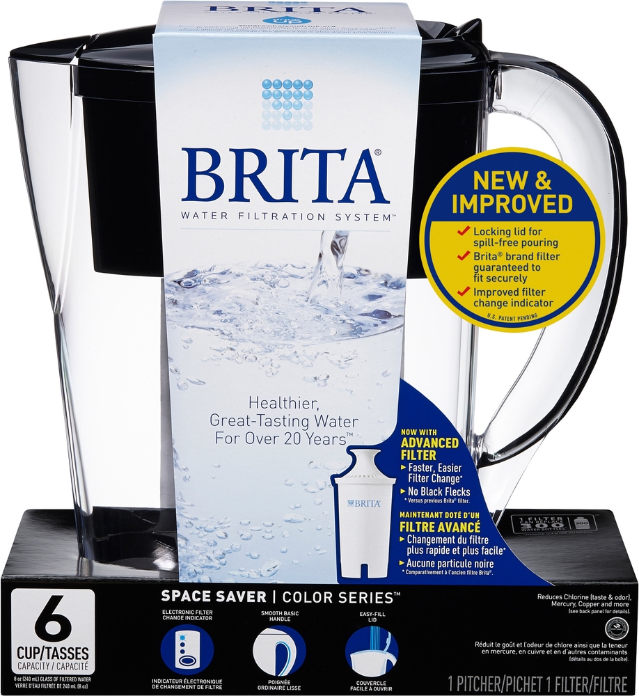 Brita Black Space Saver Pitcher, 6Cup Canadian Tire