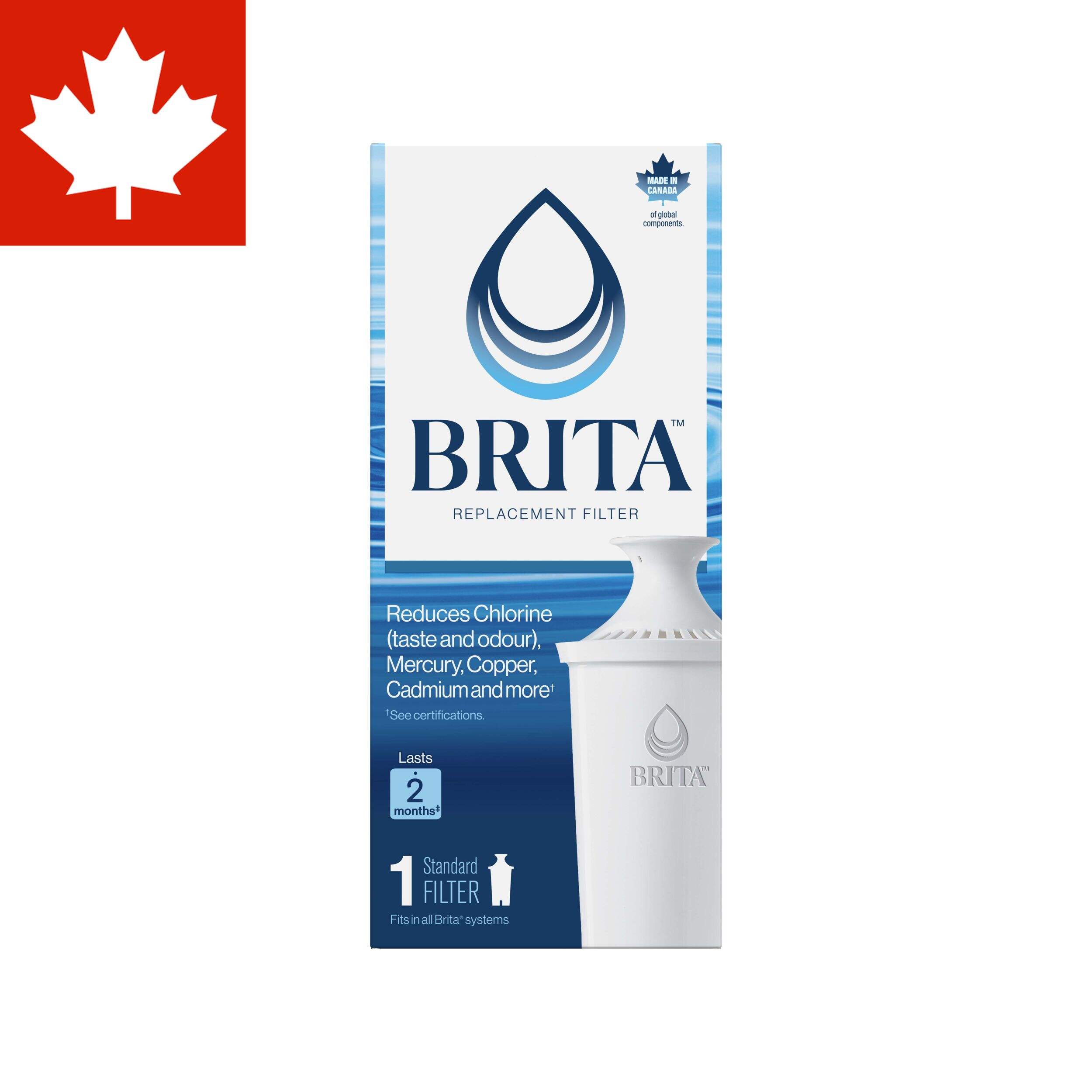 Brita® Advanced Water Pitcher Replacement Filter, BPA Free, Single Front_Flat