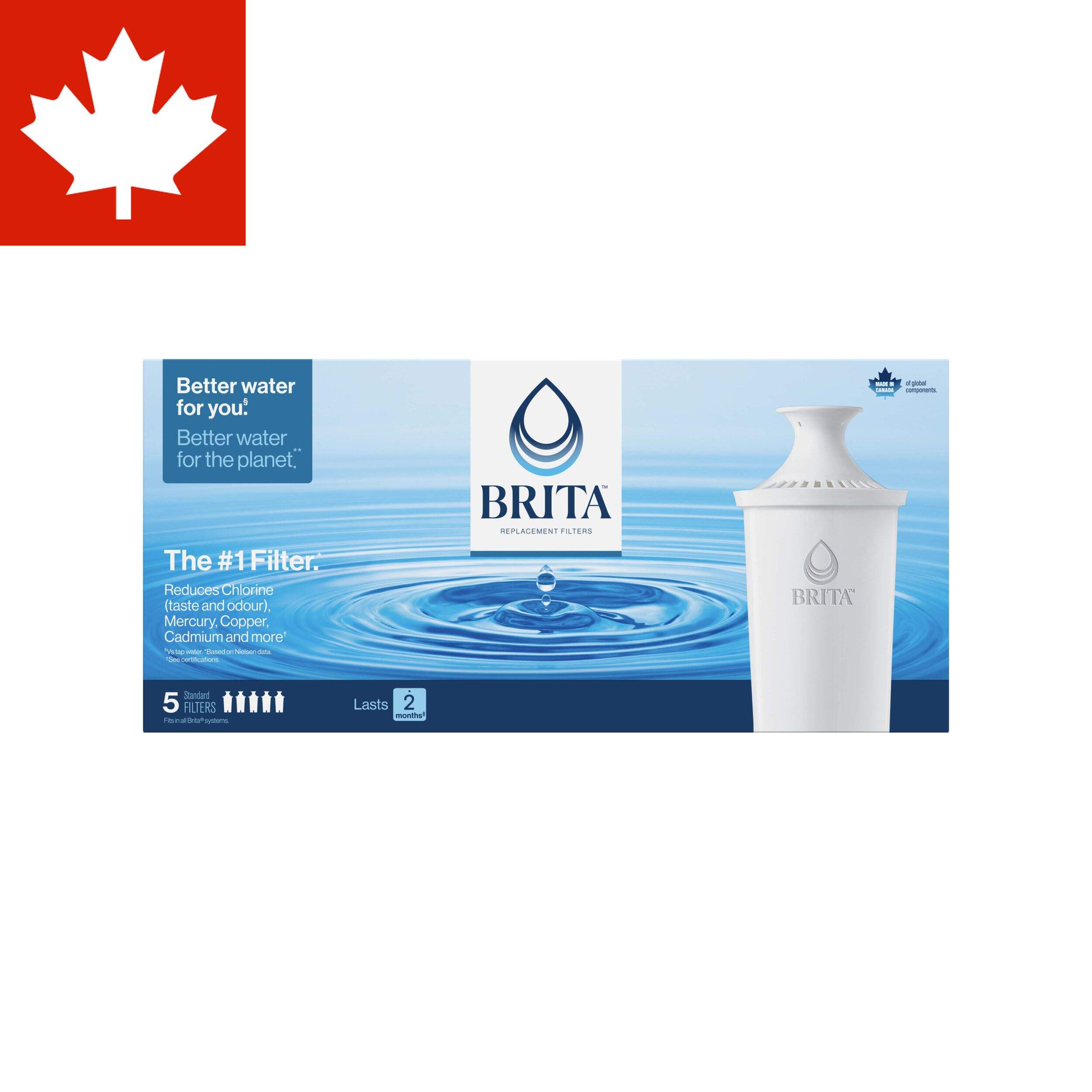 Brita® Advanced Water Pitcher Replacement Filter, BPA Free, 5-pk Front_Flat