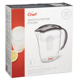 MASTER Chef  Water Filter Pitcher with Standard Replacement Filter, BPA Free, 8 Cup, Black Front_Angled_Right