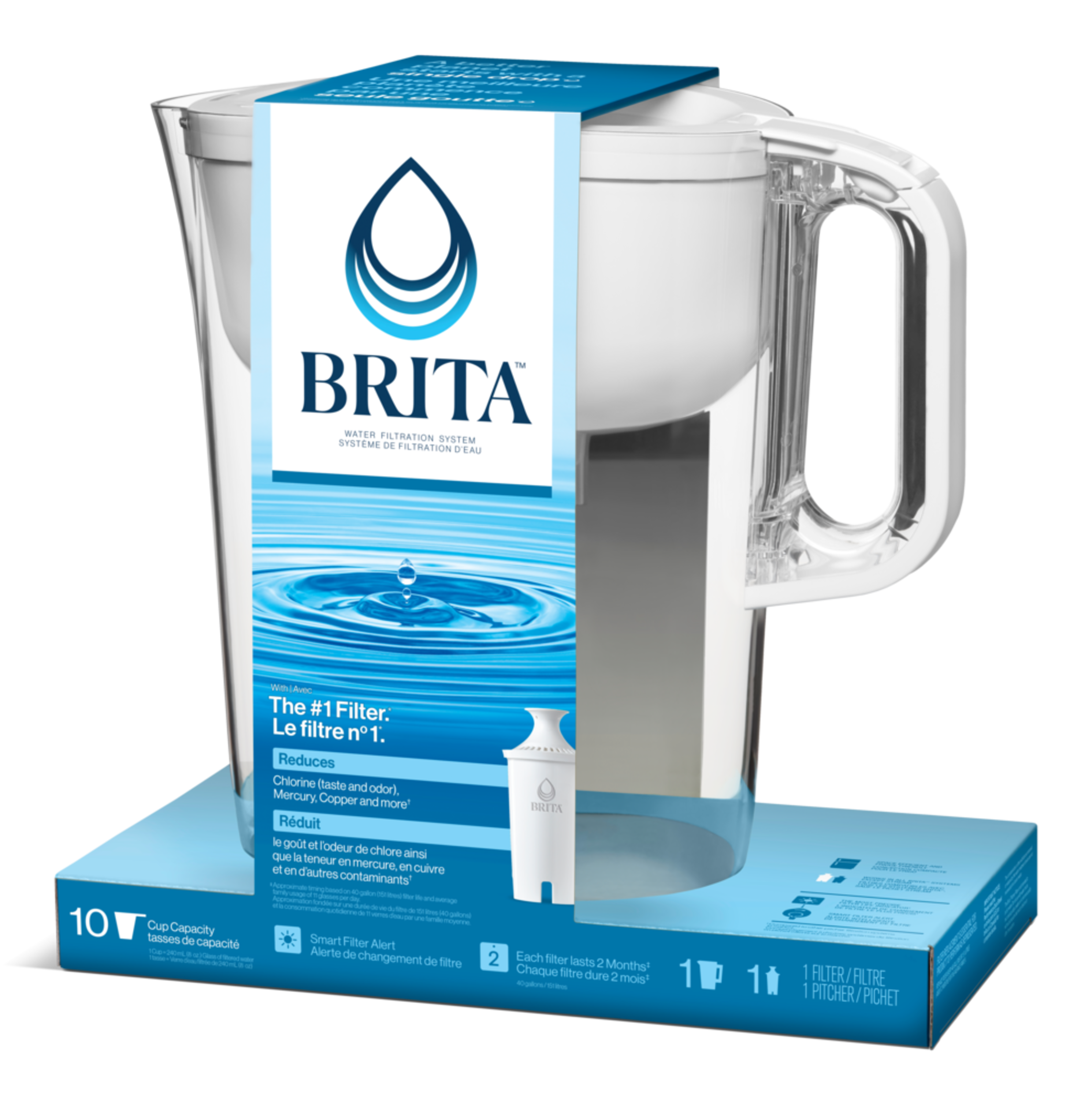 Brita Huron Bright Water Pitcher, 10-Cup, White | Canadian Tire