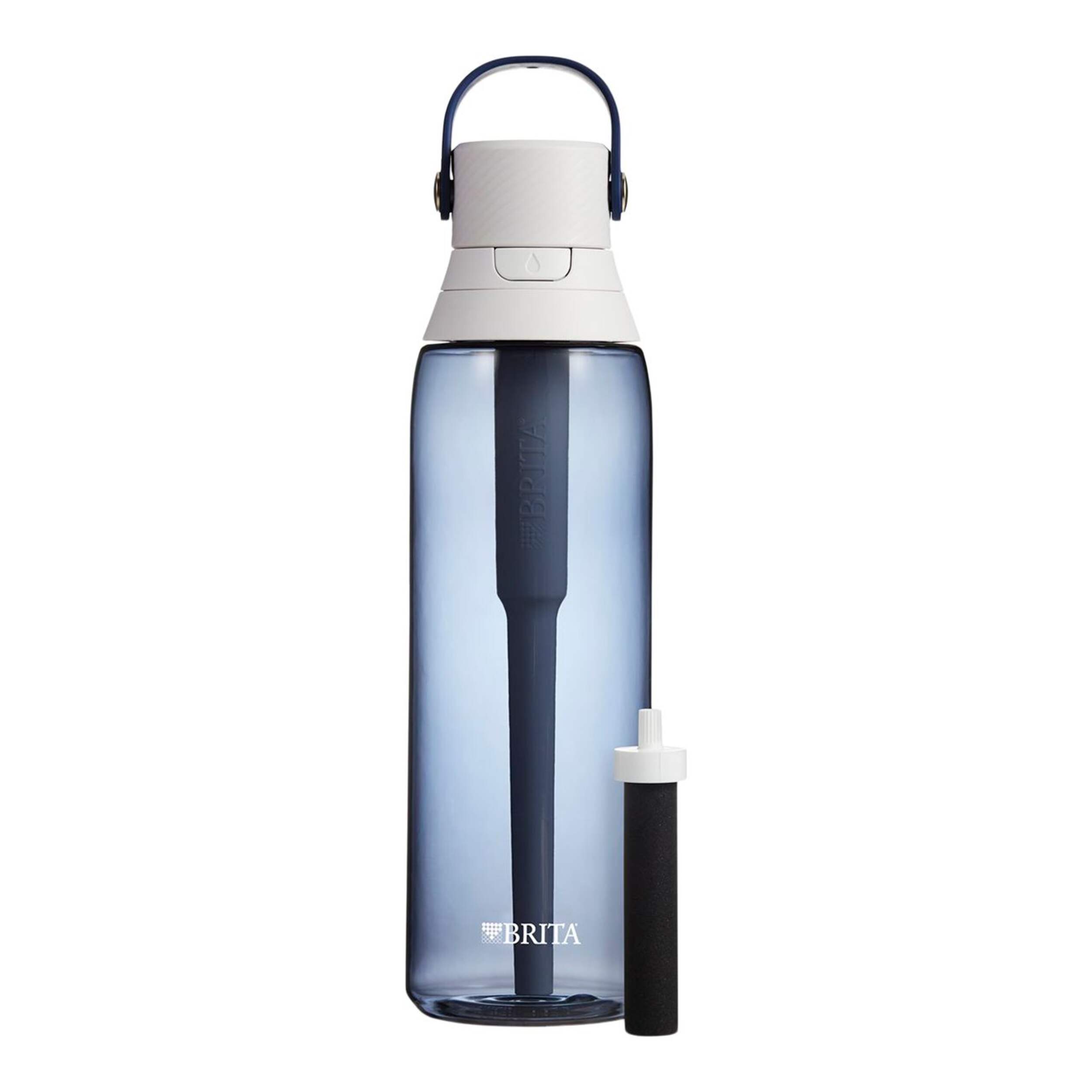 Brita® Hard-sided Filtering Reusable Water Bottle, BPA Free, 786 mL, Grey Front_Flat
