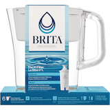 Brita® Denali Water Filter Pitcher with Standard Filter, BPA Free, 6 Cup Capacity, White Front_Flat