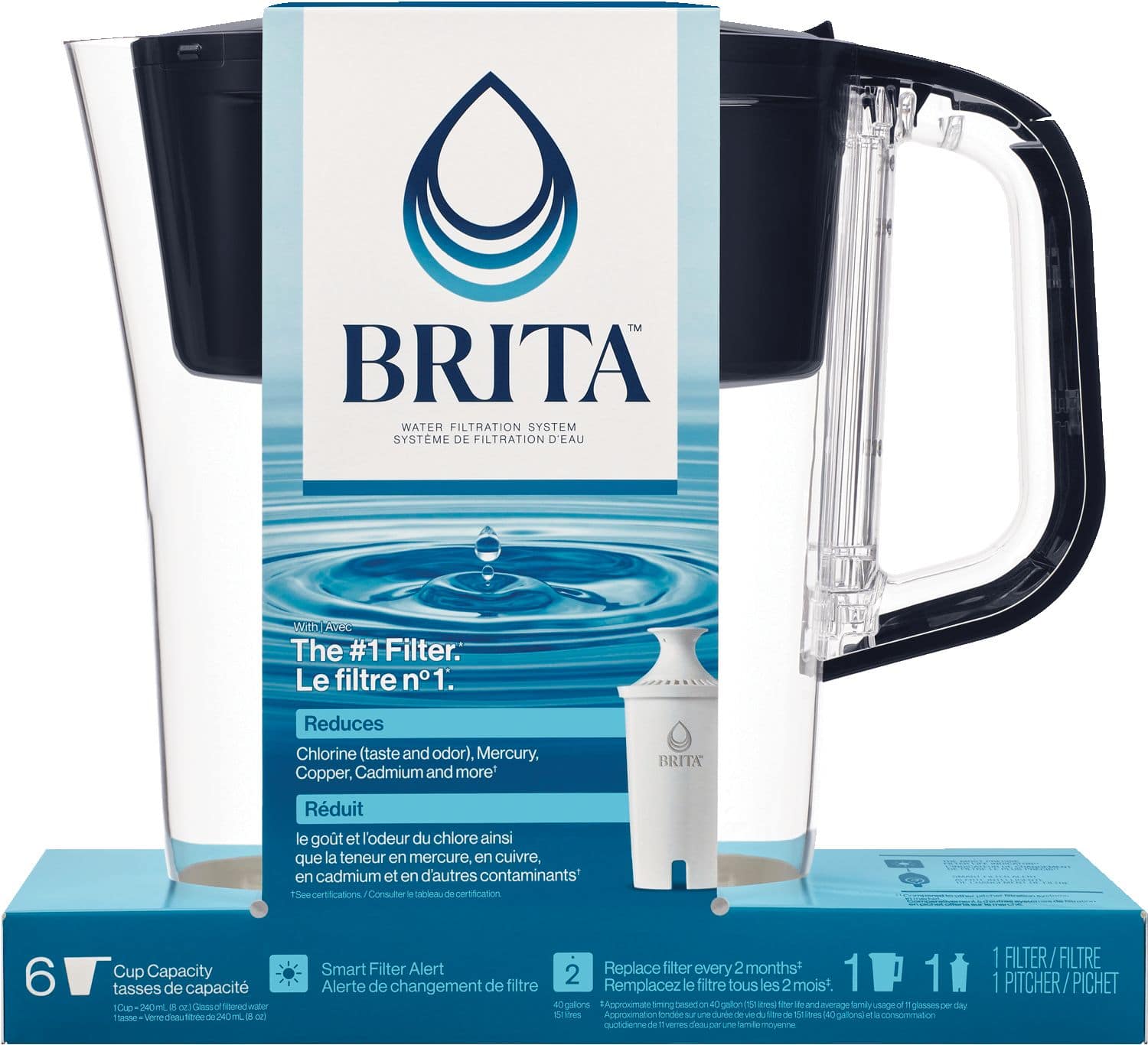 Brita® Denali Water Filter Pitcher With Standard Filter, Bpa Free, 6 