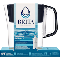 Brita® Denali Water Filter Pitcher with Standard Filter, BPA Free, 6 Cup Capacity, Black