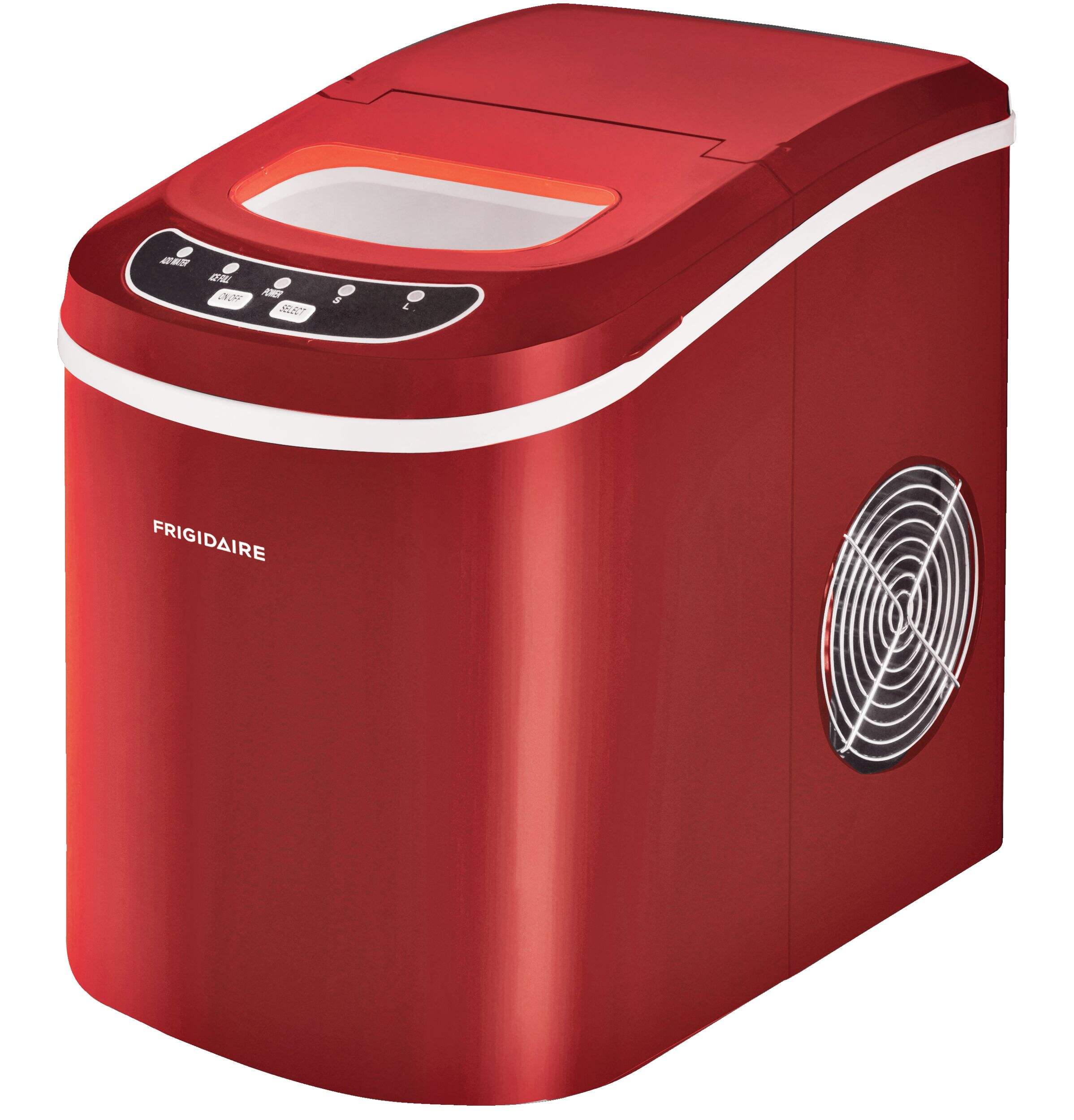 Frigidaire Portable  Countertop Ice Maker, 24 lbs of Ice Per Day, Ready in 6 Min, 5L, Red Front_Angled_Left