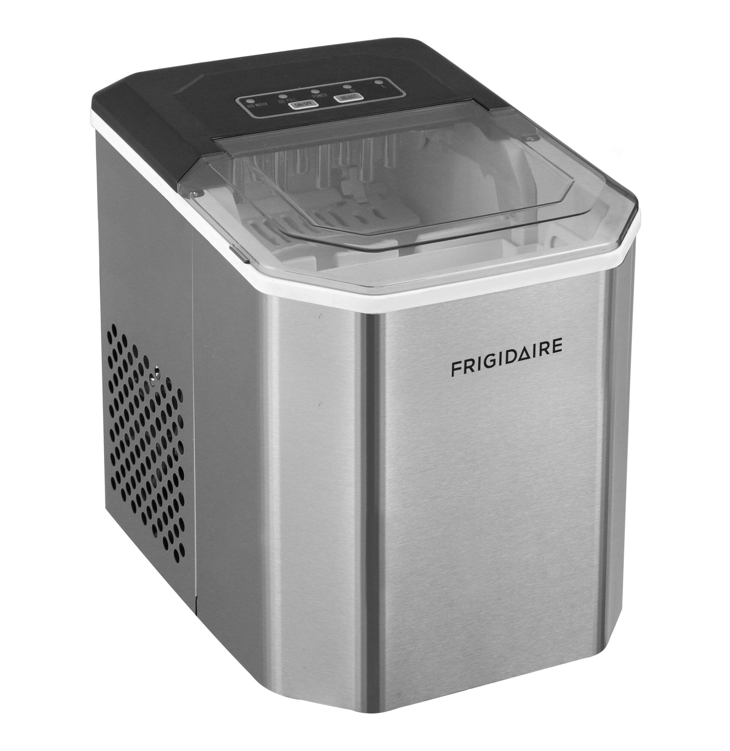 Frigidaire Stainless Steel Countertop Ice Maker with LED Display, 2.3-qt, Silver Front_Three_Fourths_Angled_Right