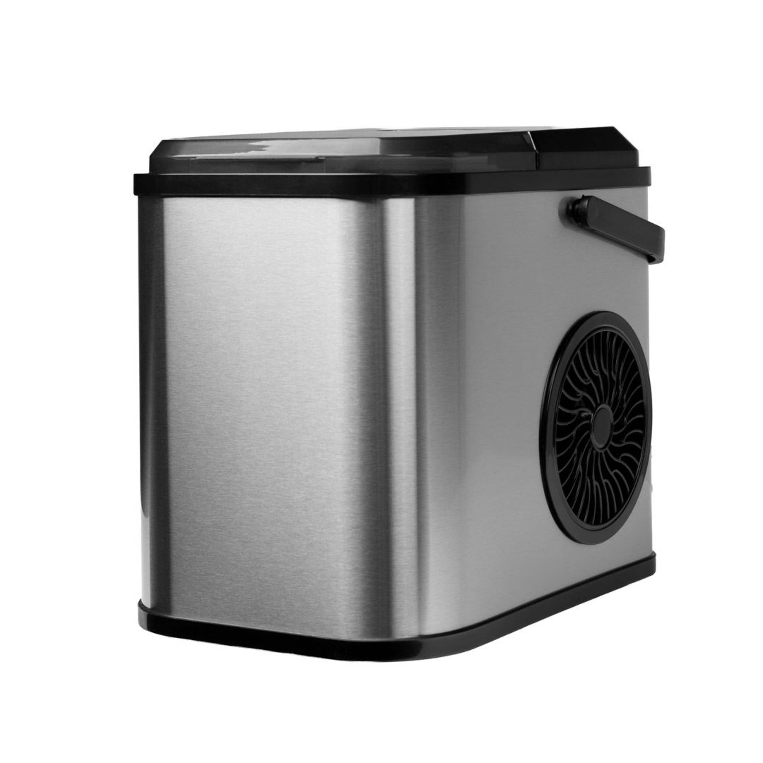 Danby Compact Countertop Stainless Steel Bullet Ice Maker with LED Display, 40-oz Capacity Front_Angled_Left