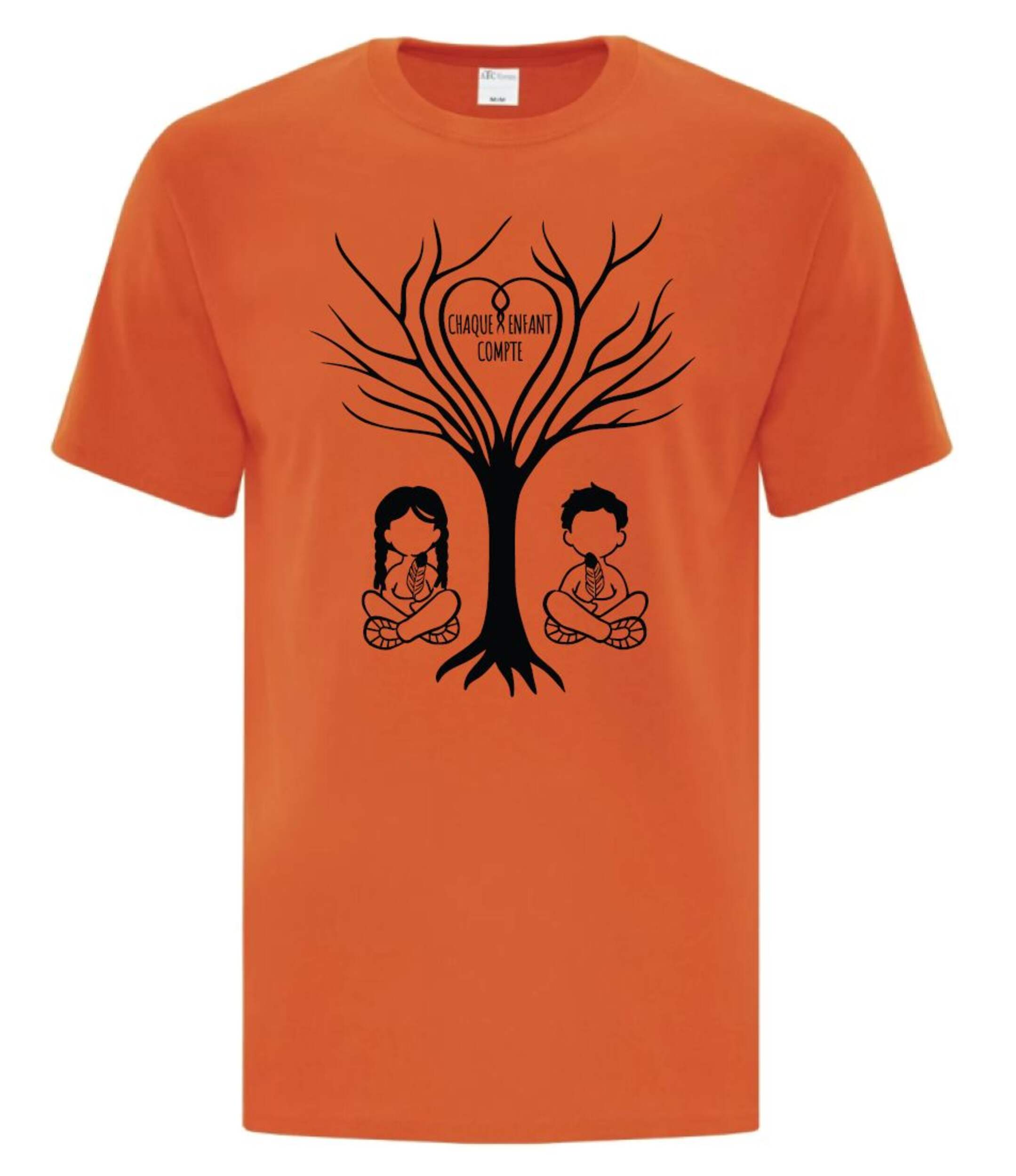 T-shirt Orange Shirt Society: Chaque enfant compte, français, petit Front_Flat