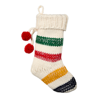 Bas de Noël en tricot avec pompon, rayures de La Baie d'Hudson, multicolore Front_Flat