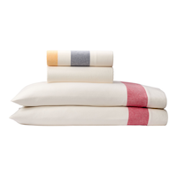 Ensemble de draps en flanelle, Rayures de La Baie d'Hudson, grand lit, blanc Front_Flat