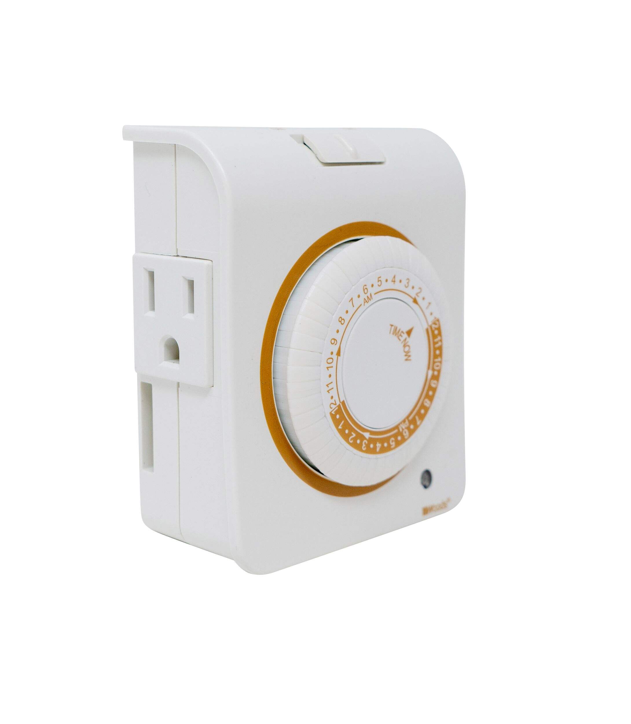 Woods Indoor Mechanical 24-Hour Programmable Timer, Plug-in, White Front_Three_Fourths_Angled_Right