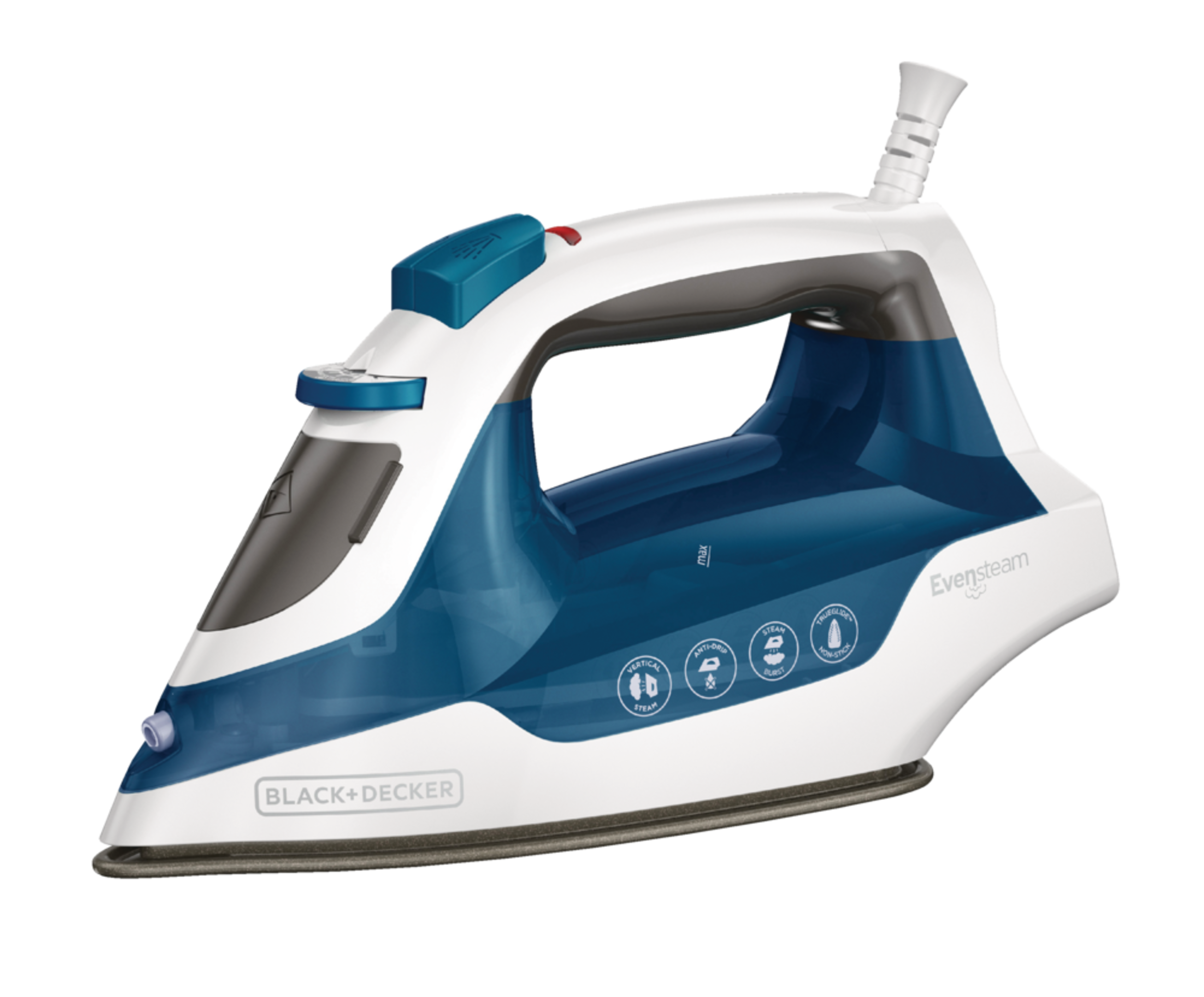 Black & Decker 1200W Compact Steam Iron with Non-Stick Soleplate, Blue ...