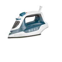 Black & Decker 1200W Compact Steam Iron with Non-Stick Soleplate, Blue/White