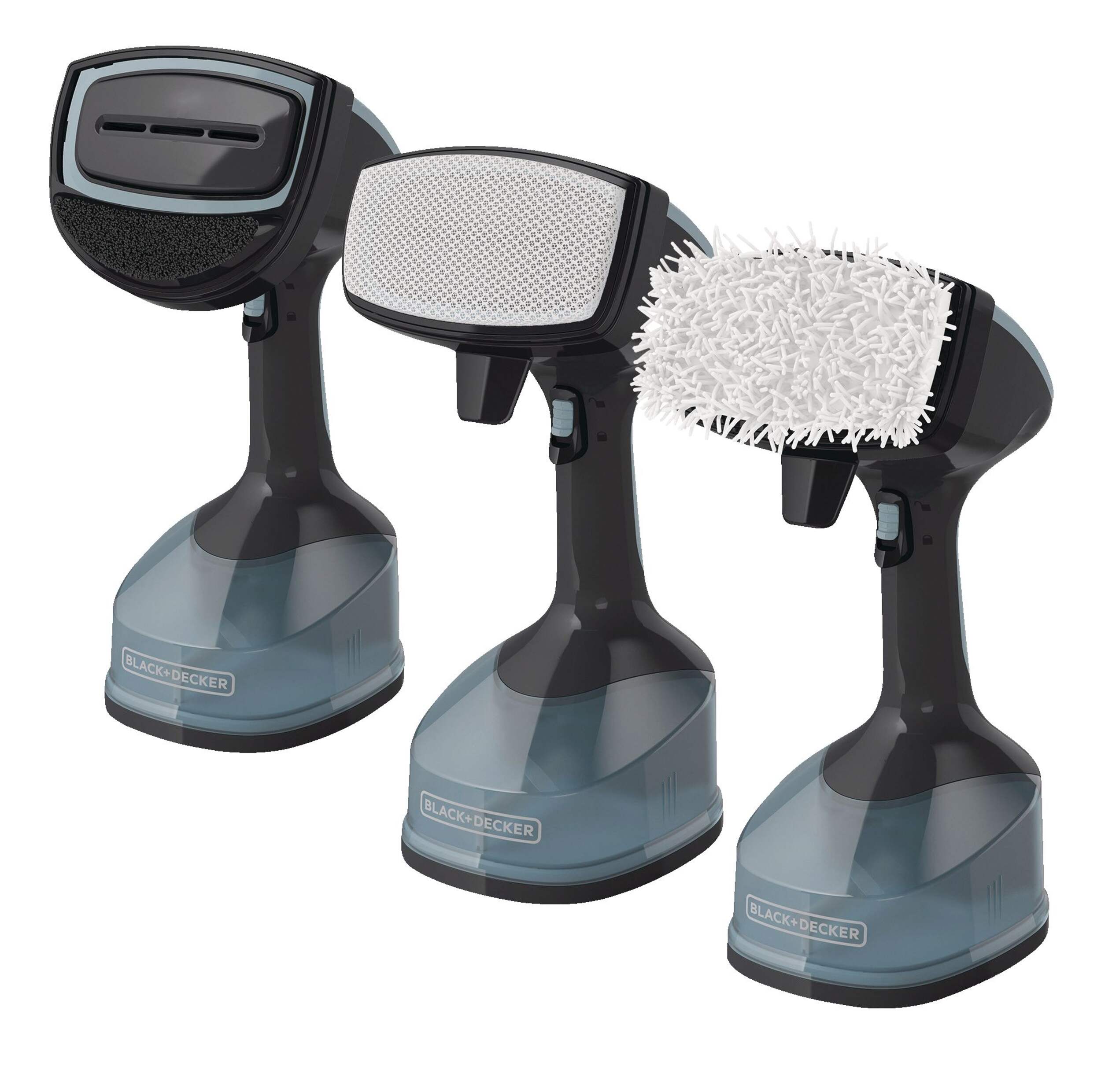 Black & Decker 1400W Handheld Clothes Steamer, 45 Second Heat Up, Includes 3 Attachments Front_Three_Fourths_Angled_Left