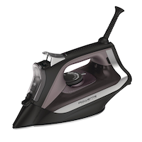Rowenta 1700W Compact Steam Iron with Stainless Steel Soleplate and Auto Shutoff, Brown/Black Front_Three_Fourths_Angled_Left