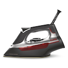 Sunbeam Professional 1700W Digital Steam Iron, Multi-Color LCD Display  Screen, Retractable Cord, Black and Red Finish 