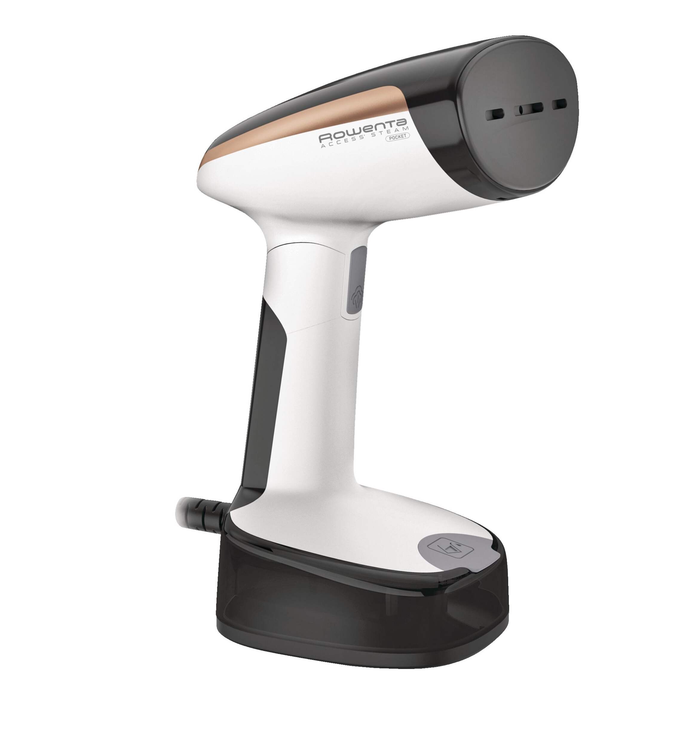 Rowenta 1150W Folding Handheld Clothes Steamer, 9 Minutes of Continuous Steam, 15 Second Heat Up Front_Three_Fourths_Angled_Right