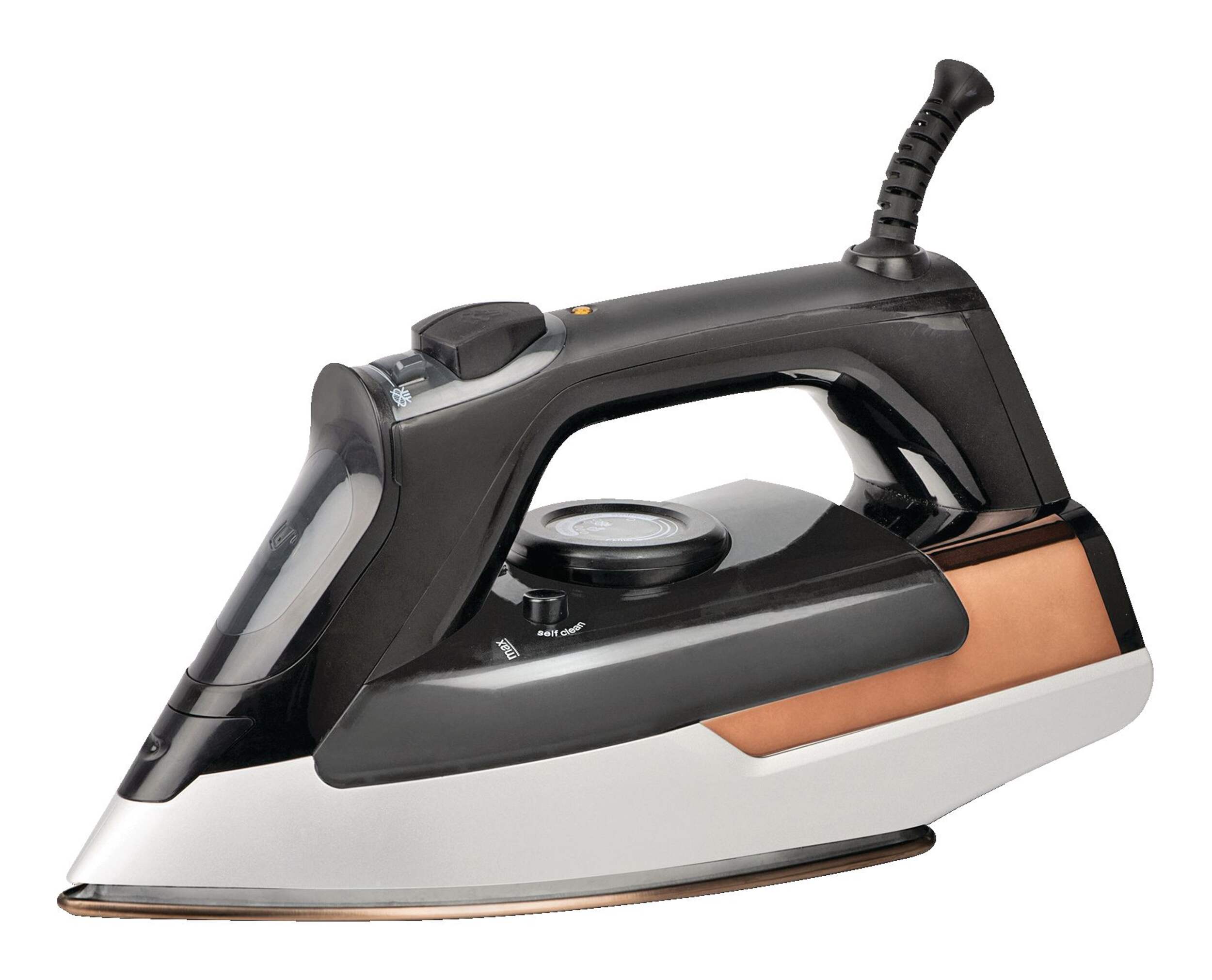 Conair 1875W Extreme Steam Professional Steam Iron with Nano Titanium Soleplate, Copper/Black Front_Three_Fourths_Angled_Left