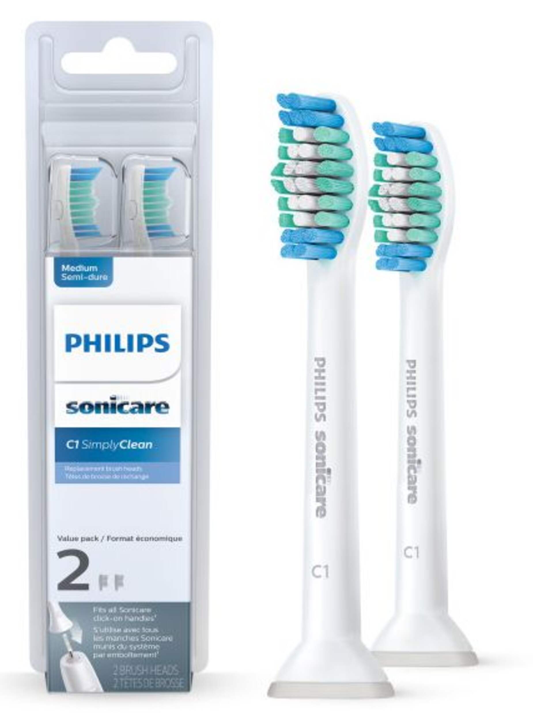 Philips Sonicare Simply Clean Toothbrush Replacement Heads, 2-pc Composite_or_Mixed