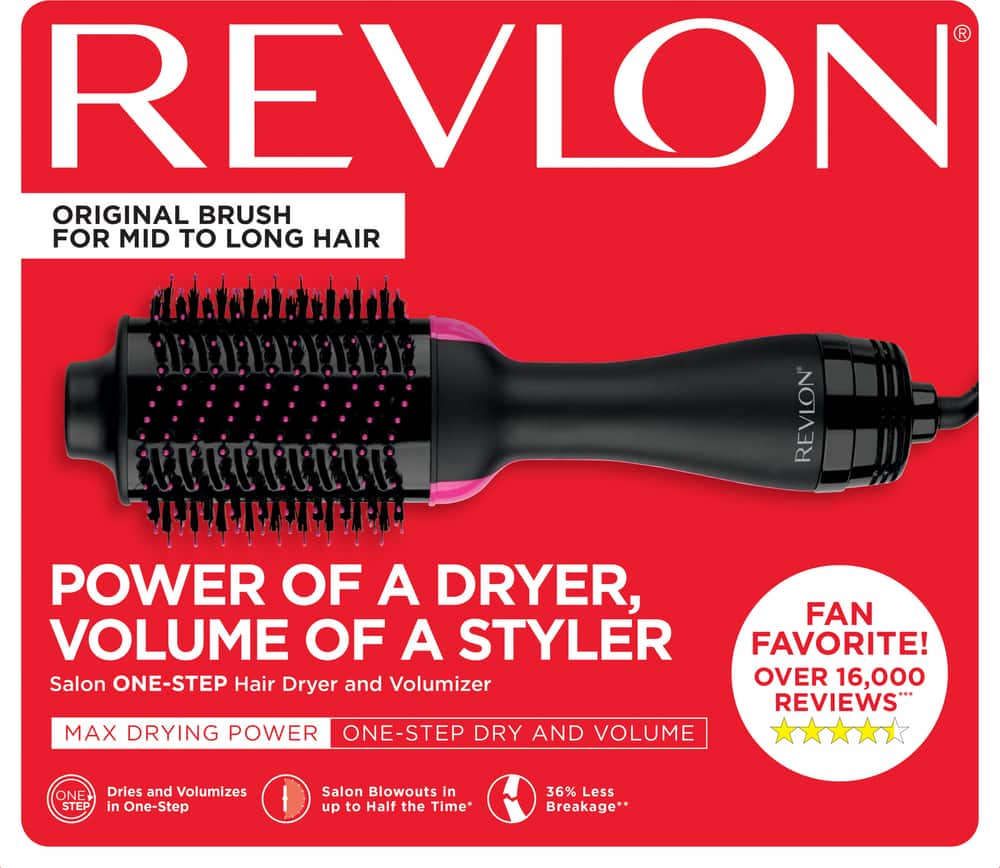 Revlon Salon One-Step Ceramic Ionic Hot Air Dryer Round Hair Brush &  Volumizer, Black, 2.8-in | Canadian Tire