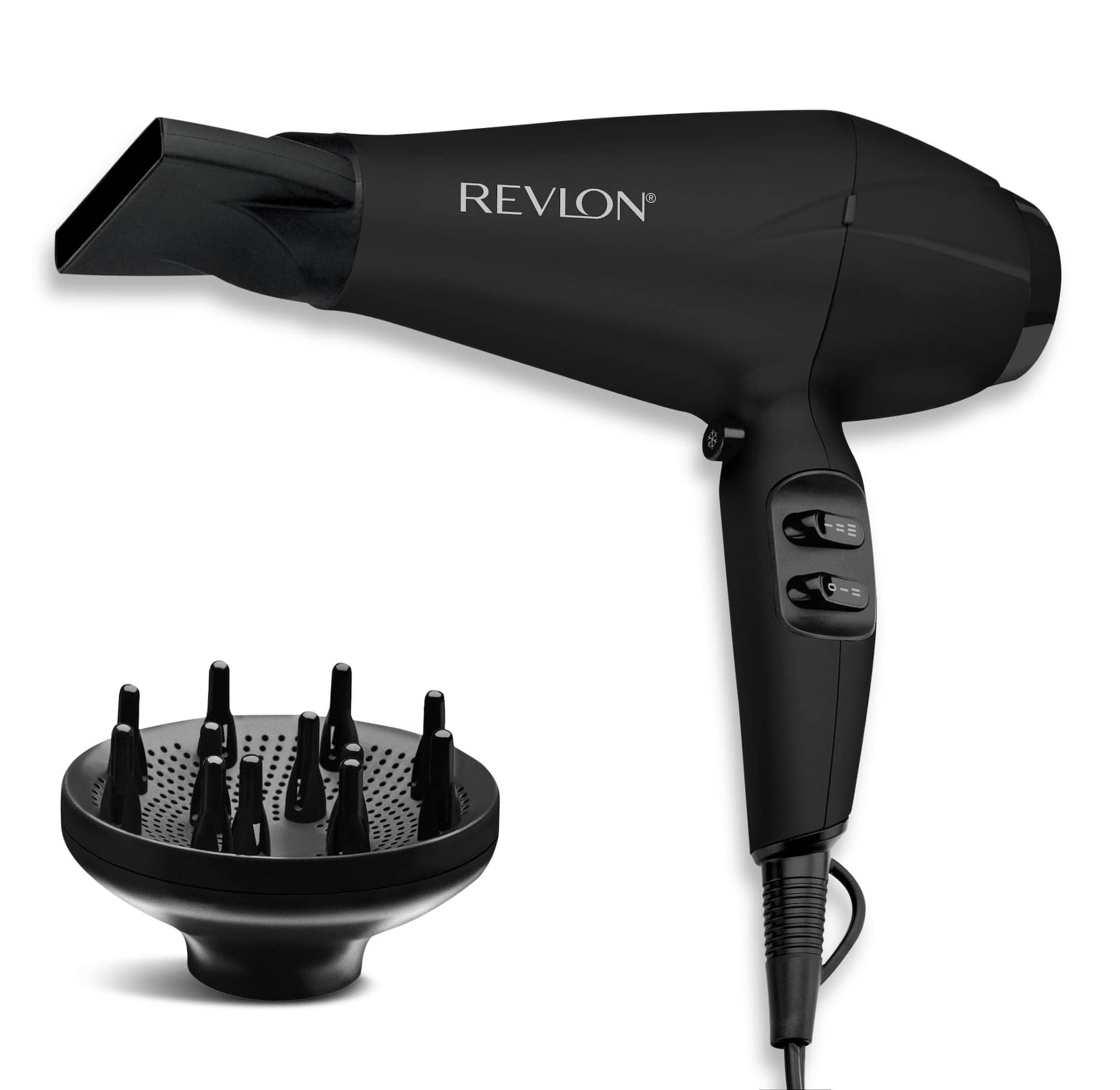 Revlon Quick Dry 2-Speed Ceramic Ionic Hair Dryer with Diffuser &  Concentrator, Black