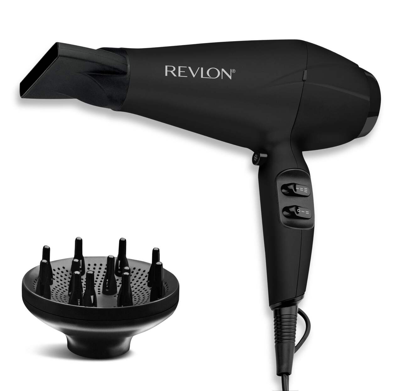 Sèche-cheveux ionique à 2 vitesses en céramique Quick Dry de Revlon avec  diffuseur et concentrateur, noir