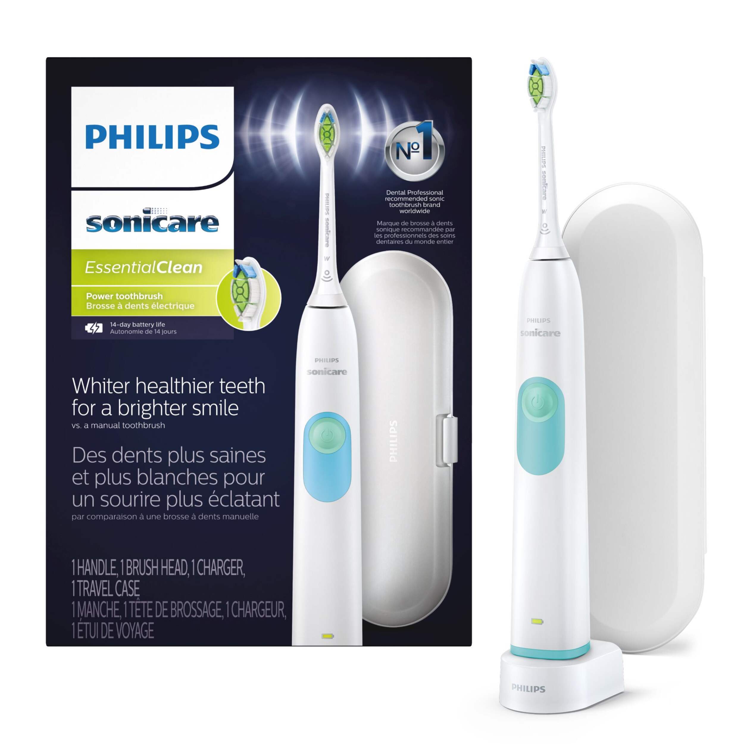 Philips Sonicare Essential Clean Rechargeable Electric Toothbrush with ...