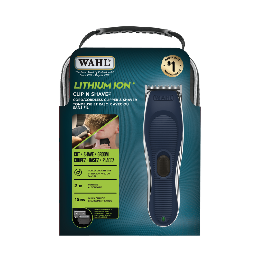 Wahl 3274 Lithium Ion Clip & Shave Cord/Cordless Electric Clipper & Foil Shaver Kit, 25pc
