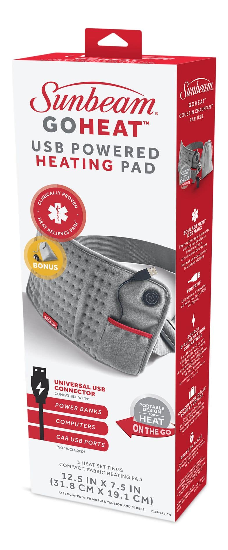 Sunbeam GoHeat USB Powered Electric Heating Pad, Grey | Canadian Tire